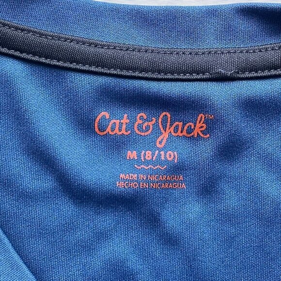 Cat and Jack Boys Blue Dinosaur short sleeve Raglan Shirt Medium (8-10) - Picture 4 of 5